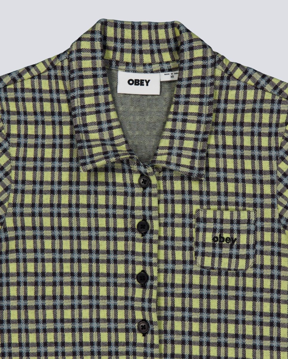 Camisa Obey Lila Micro Check Amarillo Mujer - Image 4