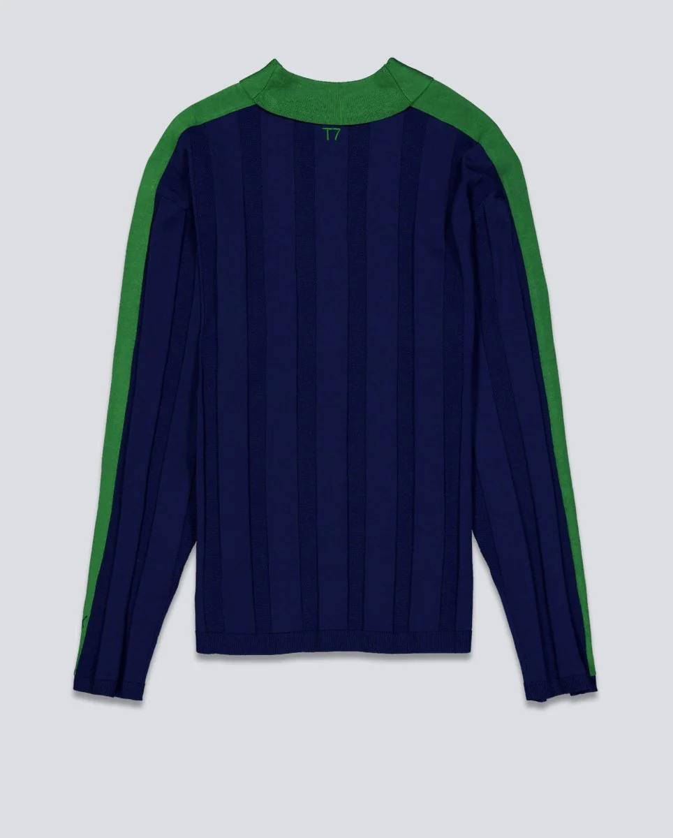 Polo T7 Longsleeve Azul Y Verde Unisex - Image 6