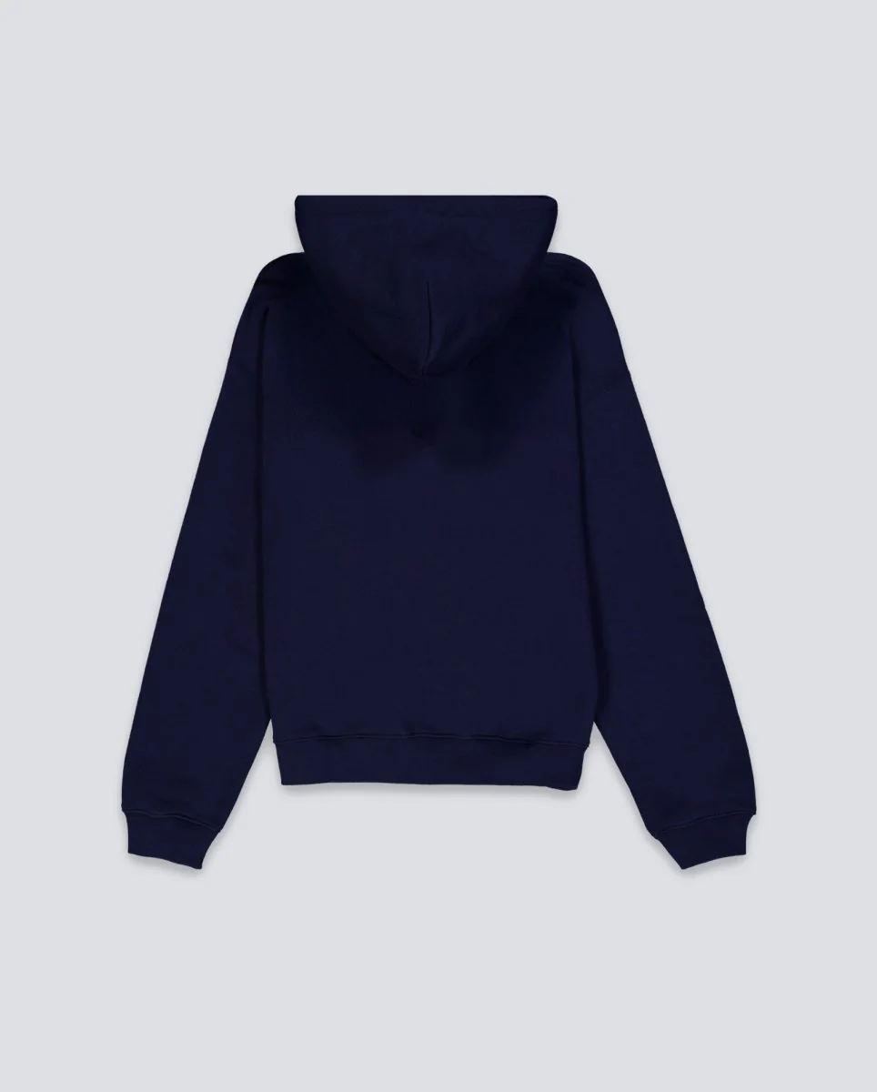 Sudadera Lacoste Con Capucha De Felpa Gruesa Azul Marino Unisex - Image 3