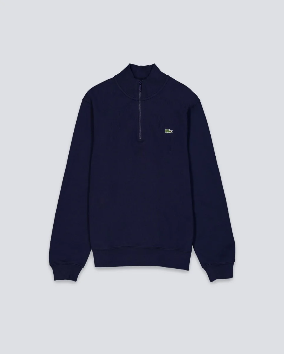 Sudadera Lacoste Cuello Con Cremallera Azul Marino Hombre