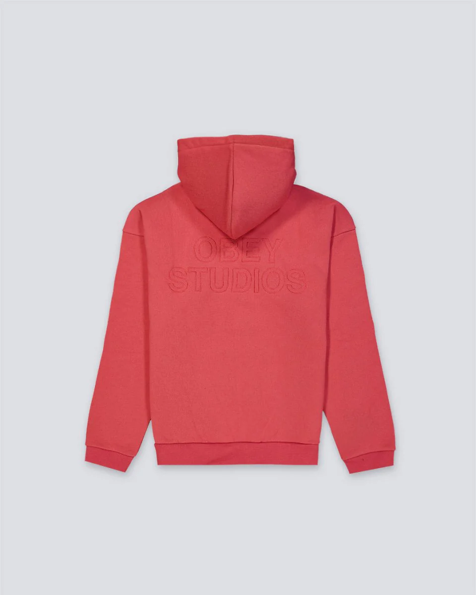Sudadera Obey Studios Extra Heavy Hood Rojo Hombre - Image 2