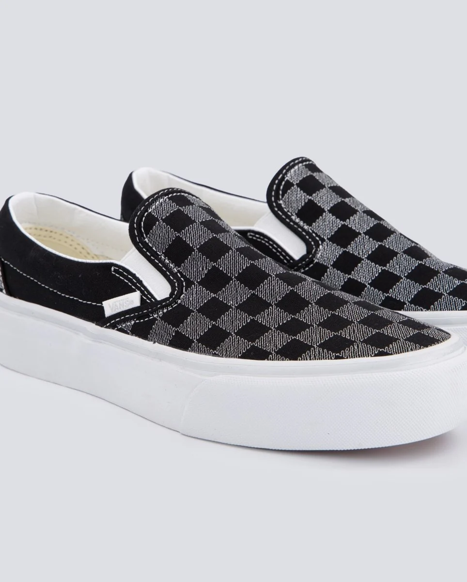 Vans Classic Slip-On Platform Metallic Gris Y Negro Mujer - Image 2