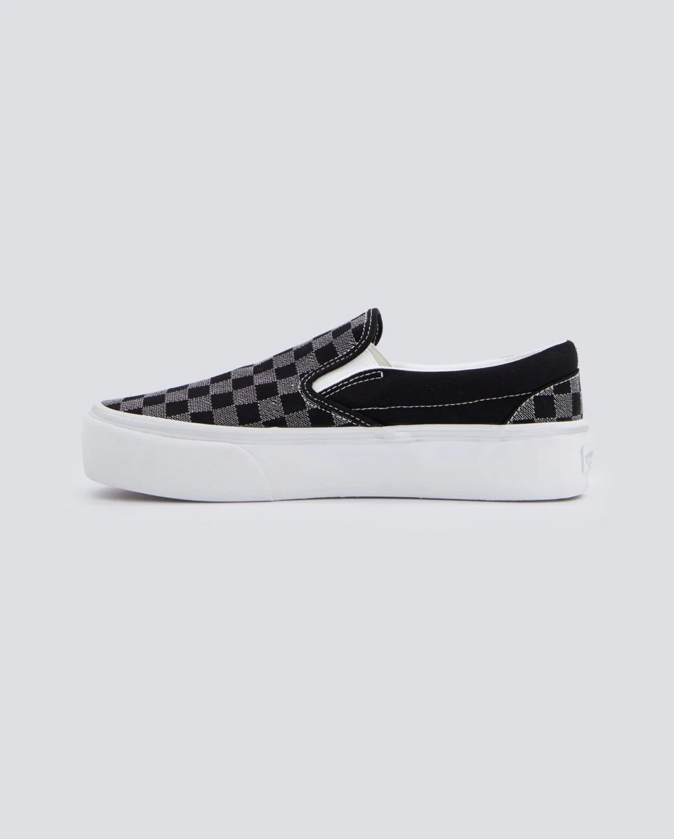 Vans Classic Slip-On Platform Metallic Gris Y Negro Mujer - Image 4