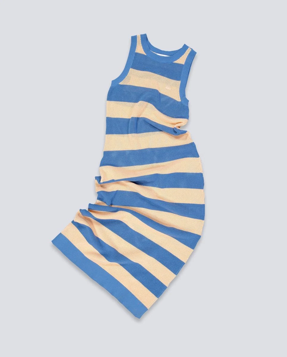 Vestido De Punto Lacoste Rayas Azul Y Beige Mujer - Image 2