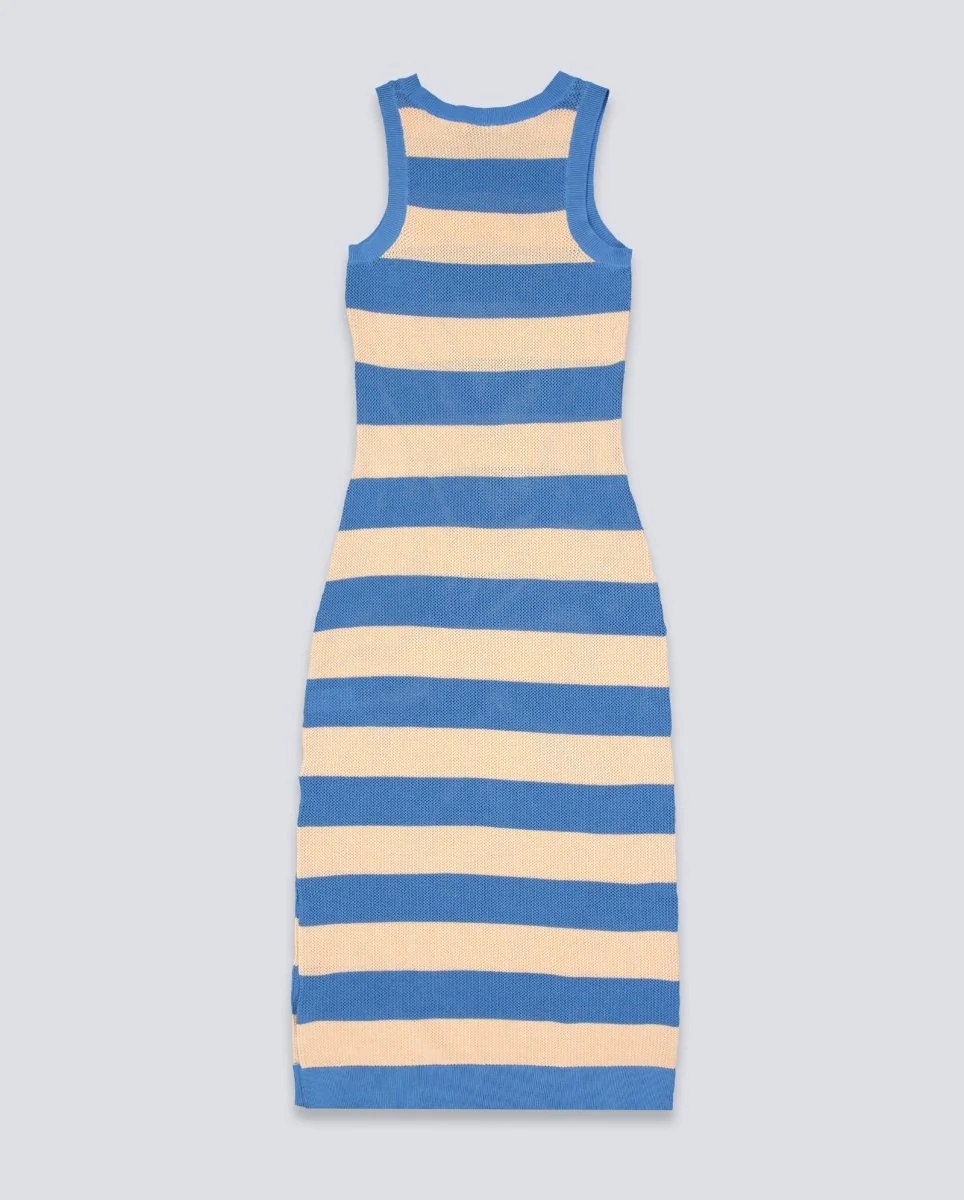 Vestido De Punto Lacoste Rayas Azul Y Beige Mujer - Image 3