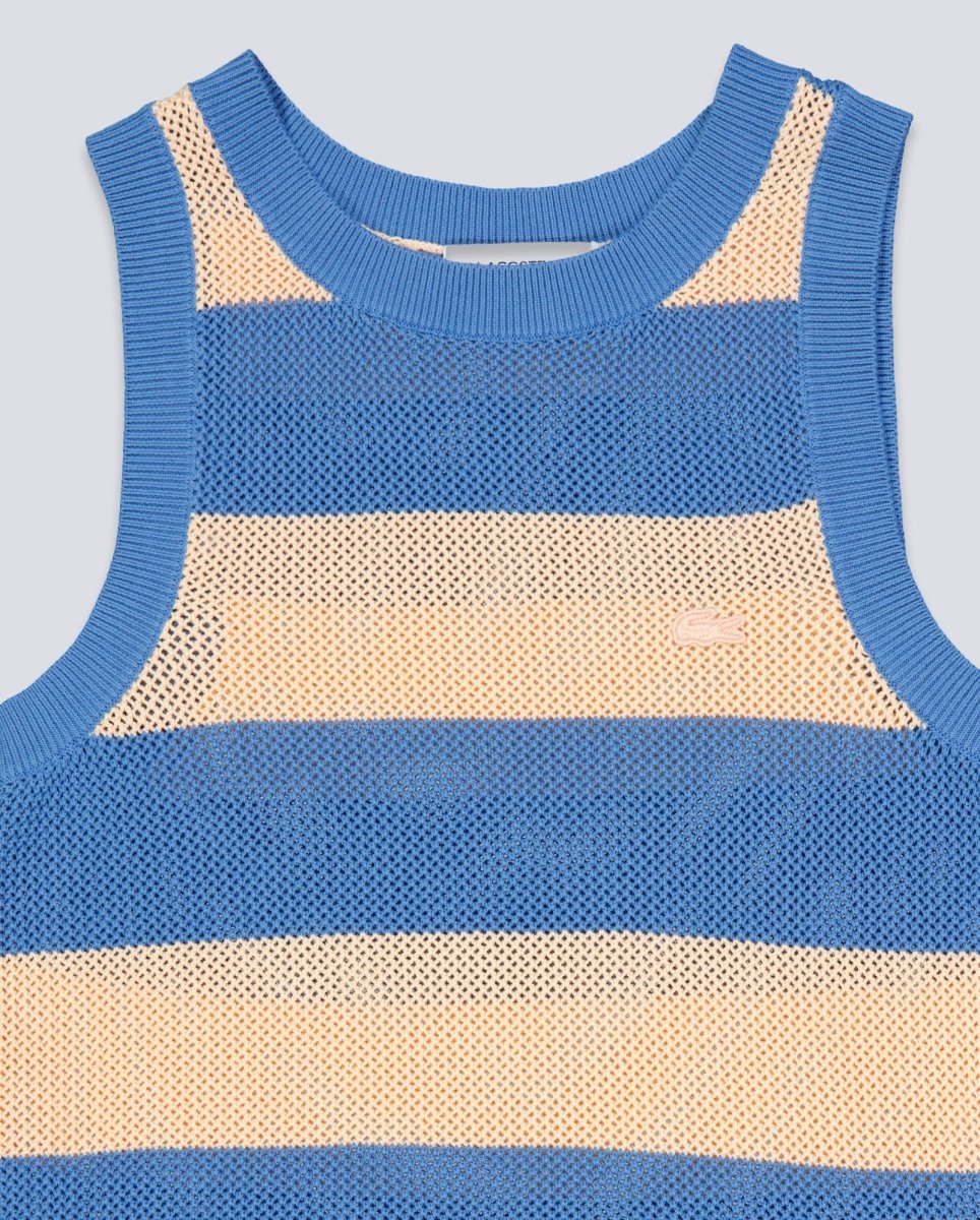 Vestido De Punto Lacoste Rayas Azul Y Beige Mujer - Image 4
