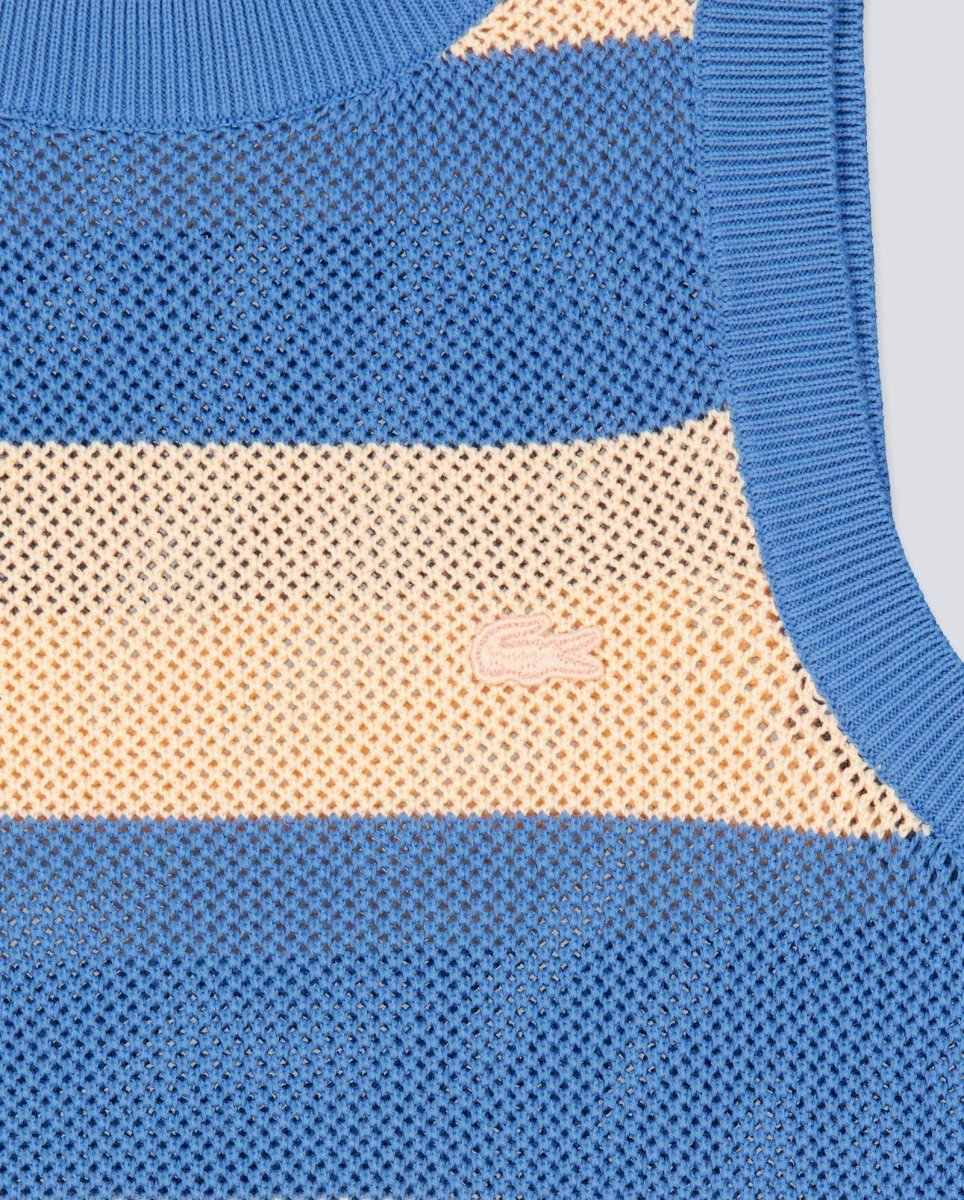 Vestido De Punto Lacoste Rayas Azul Y Beige Mujer - Image 6