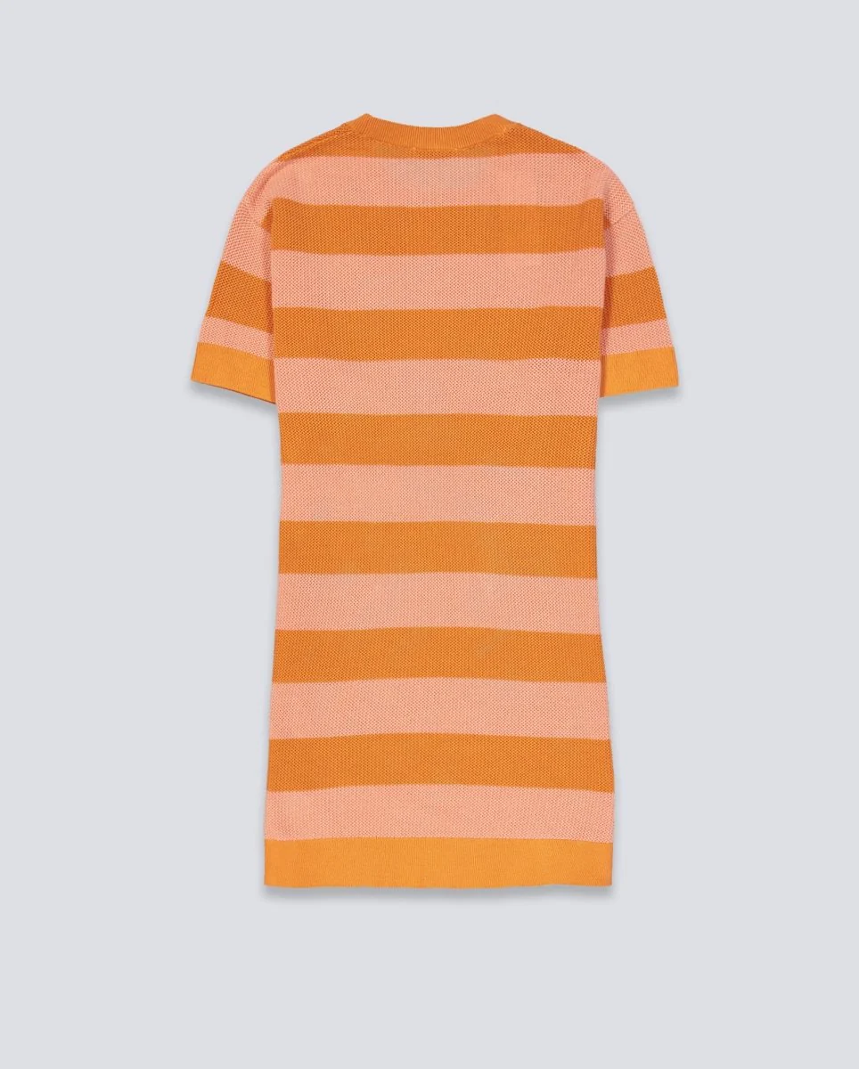 Vestido De Punto Lacoste Rayas Naranja Mujer - Image 3